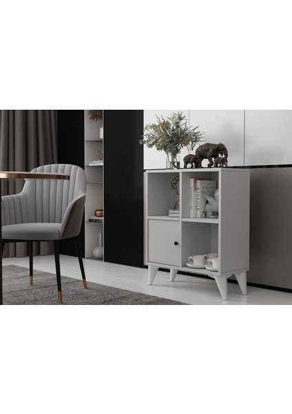 Ayaklı Kapaklı Raflı Beyaz Konsol Çıtasız KNS-1244-Ç fiyatları