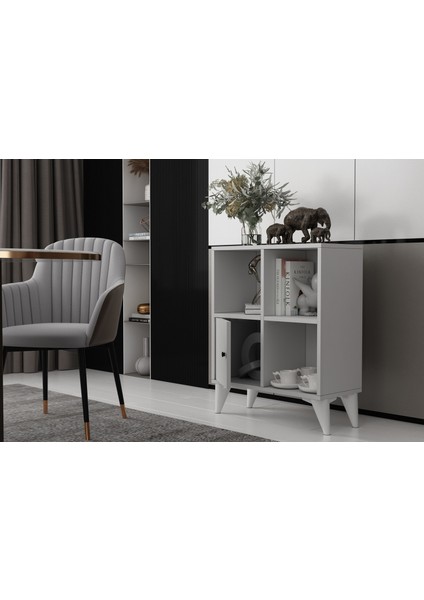 Ayaklı Kapaklı Raflı Beyaz Konsol Çıtasız KNS-1244-Ç modelleri