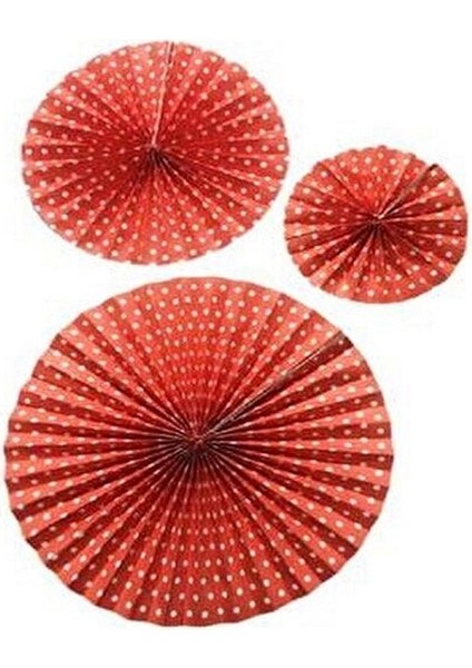 Kırmızı 3 Adet Yelpaze Süs