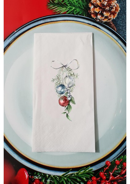 Gümüş Yılbaşı Süsleri Tasarım Yılbaşı Sunum Peçetesi