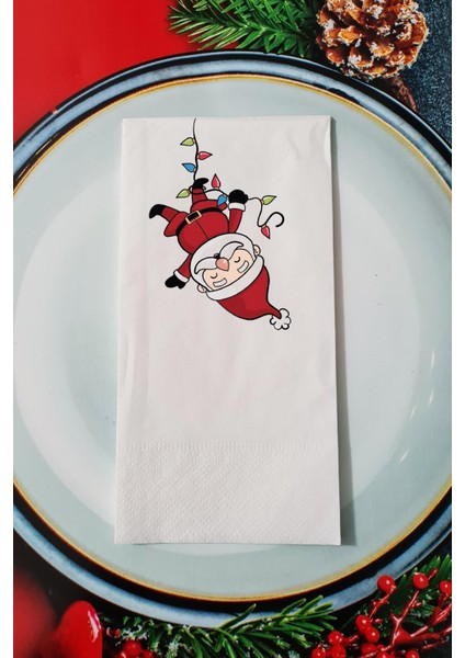 Ters Noel Baba Tasarım Yılbaşı Sunum Peçetesi