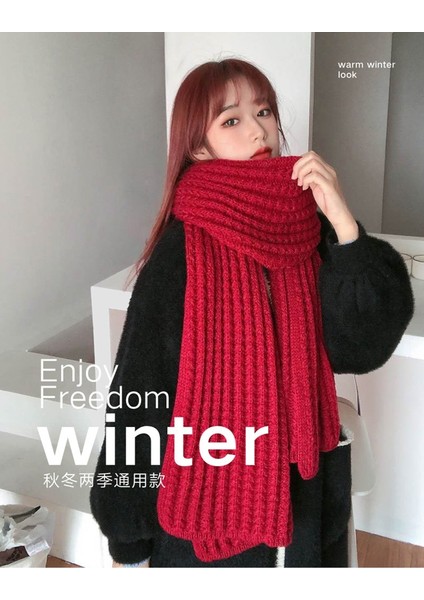 Eşarp Kalınlaştırılmış Sıcak Yün Örme Çift Şal (Yurt Dışından) modelleri