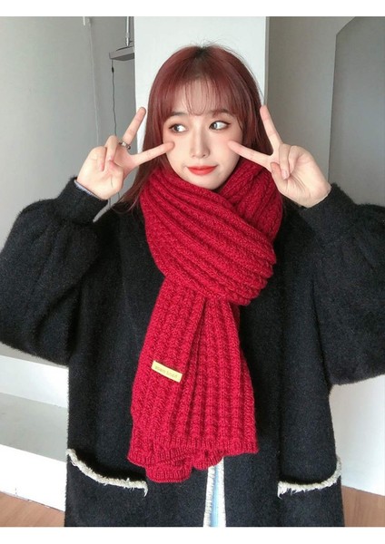 Eşarp Kalınlaştırılmış Sıcak Yün Örme Çift Şal (Yurt Dışından) fırsatları