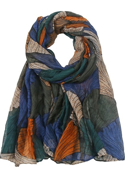 Bali Desenli Eşarp Ginkgo Yapraklı Şal Wrap (Yurt Dışından)
