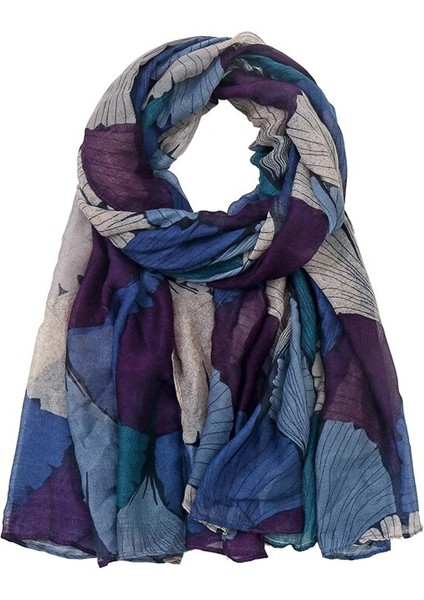 Bali Desenli Eşarp Ginkgo Yapraklı Şal Wrap (Yurt Dışından)