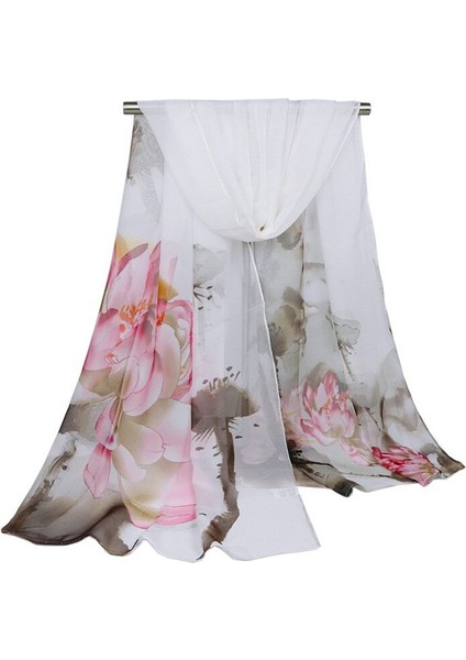 Lotus Yağlıboya Resim Eşarp Ince Uzun Şal Baskı Ipek Eşarp Çiçek (Yurt Dışından)