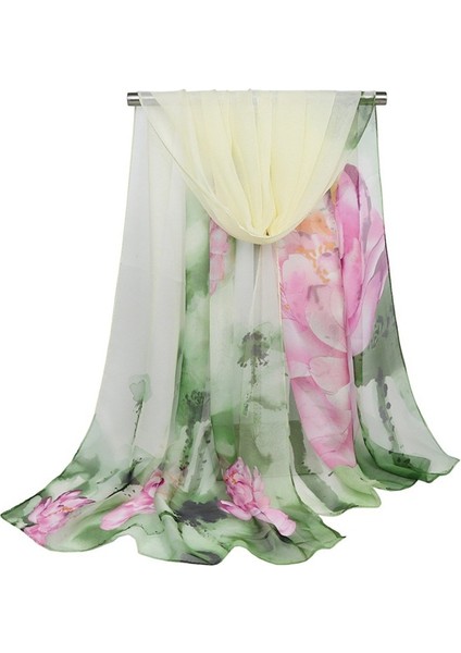 Lotus Yağlıboya Resim Eşarp Ince Uzun Şal Baskı Ipek Eşarp Çiçek (Yurt Dışından)
