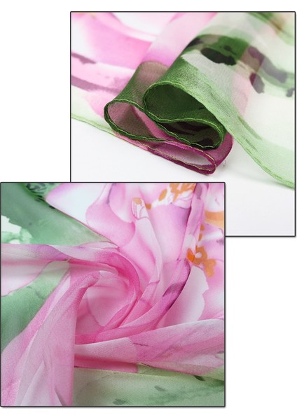 Lotus Yağlıboya Resim Eşarp Ince Uzun Şal Baskı Ipek Eşarp Çiçek (Yurt Dışından)