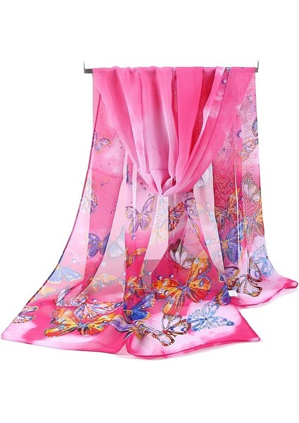 Eşarp Ince Şifon Eşarp Şal Wrap Kare Eşarp Çiçek (Yurt Dışından)