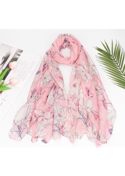 Çiçek Eşarp Bali Ipliği Pamuk Keten Termal Şal Wrap Baskılı (Yurt Dışından)