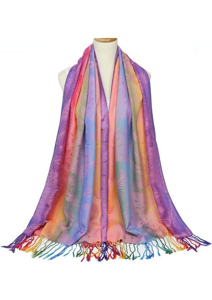 Vintage Fringe Eşarp Pamuklu Dimi Şal Jakarlı (Yurt Dışından)