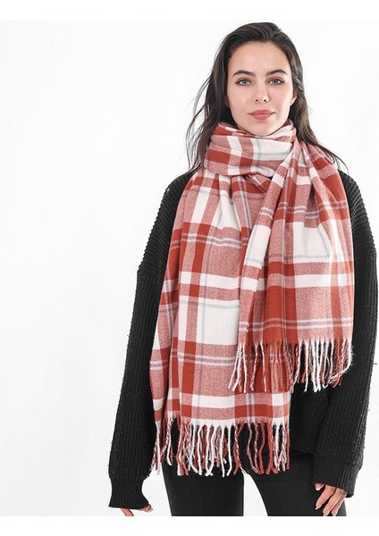 Ekose Eşarp Suni Kaşmir Eşarp Püskül Termal Şal Bandana (Yurt Dışından)