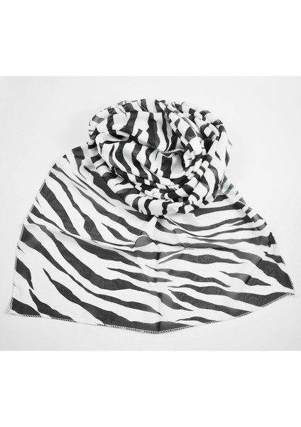 Şifon Zebra Çizgili Şal Eşarp Sarılmış Kaşmir Hediyelik (Yurt Dışından)
