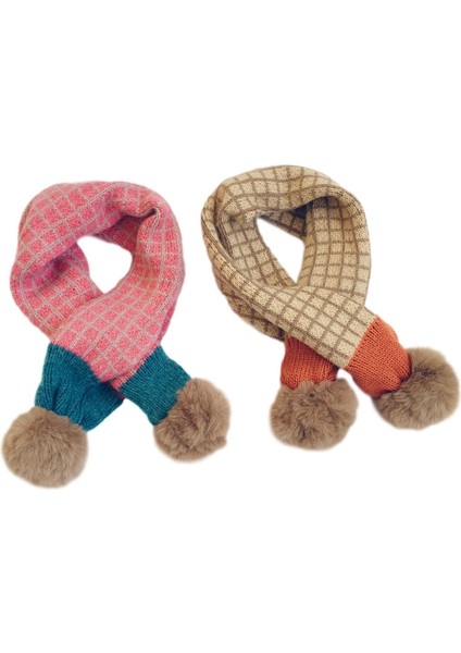 Suni Kürk Eşarp Örme Kareli Ponpon Eşarp Aksesuarları (Yurt Dışından) modelleri