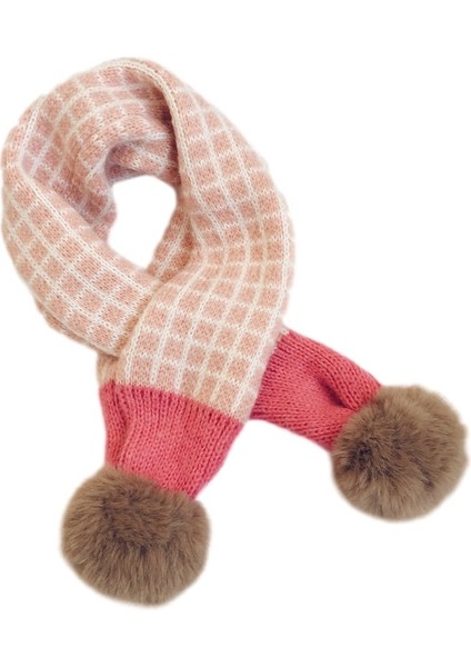 Suni Kürk Eşarp Örme Kareli Ponpon Eşarp Aksesuarları (Yurt Dışından)