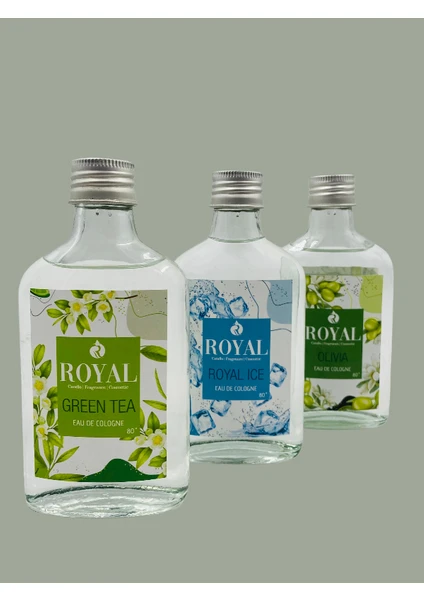 Royal Mum Kolonya  3lü Set Grean Tea -Royal Ice - Olıvıa (200 ml x 3 Adet )