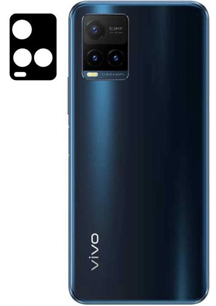 Vivo Y21S 3D Kamera Lens Koruyucu Temperli Cam Çerçeve