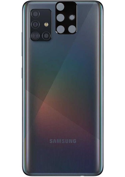 Samsung Galaxy A51 3D Kamera Lens Koruyucu Temperli Cam Çerçeve