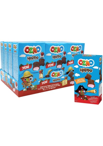 Ozmo Hoppo Çilekli Krema Dolgulu Kakaolu Bisküvi 12 x 40 gr