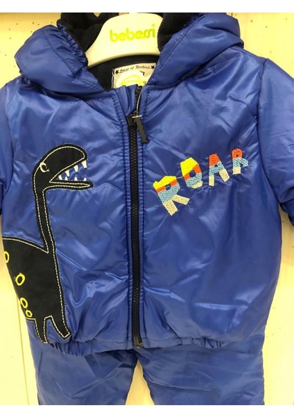 Dinozor Desenli Içi Polar Astar Fermuarlı Kapüşonlu Pantolonlu Bebek Mont Takım fiyatları
