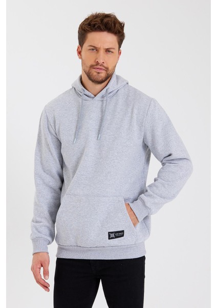 Gri Kanguru Cepli Kapüşonlu Içi Pamuklu Erkek Sweatshirt fiyatları