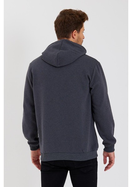Antrasit Kanguru Cepli Kapüşonlu Içi Pamuklu Erkek Sweatshirt indirimleri