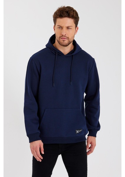 Lacivert Kanguru Cepli Kapüşonlu Içi Pamuklu Erkek Sweatshirt fiyatları