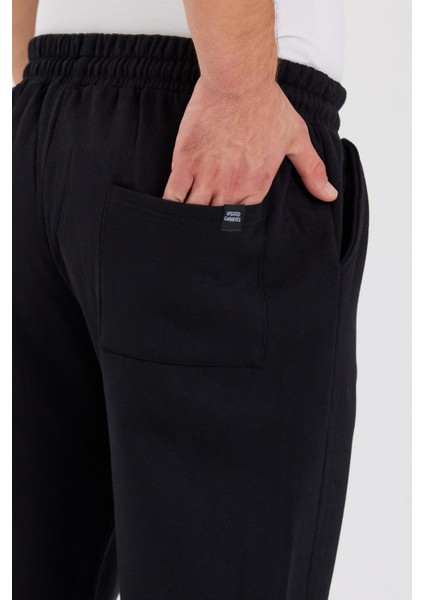 Siyah Arka Cepli Etiket Detaylı Düz Paça Erkek Içi Pamuklu Eşofman Altı indirimleri