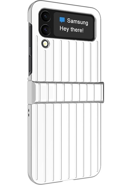 Samsung Galaxy Z Flip 4 İçin 5G Imak Js-3 Serisi Renkli Dikey Şerit Pc Kılıfı - Gümüş (Yurt Dışından)