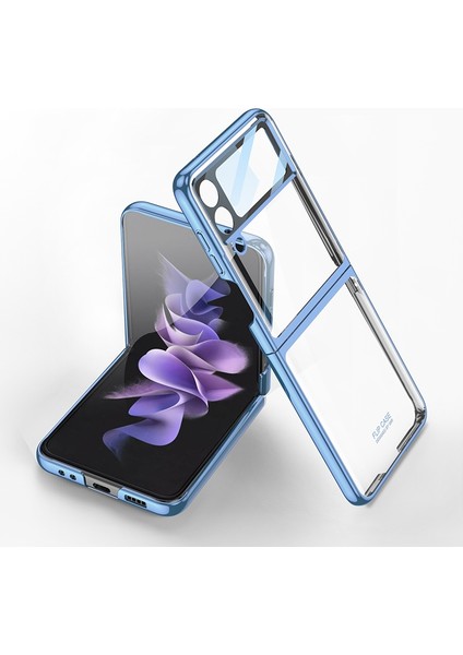 Samsung Galaxy Z Flip 4 İçin Gkk Entegre Elektraplatma Tam Kapsama Telefon Kılıfı - Mavi (Yurt Dışından)