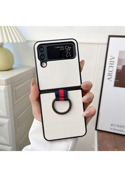 Samsung Galaxy Z Flip 4 Timsah Doku Pu Pu Telefon Kılıfı - Beyaz (Yurt Dışından) modelleri