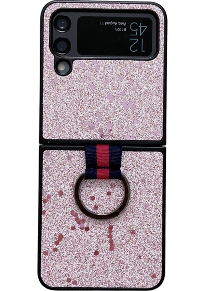 Samsung Galaxy Z Flip 4 Glitter Pud Telefon Kılıfı - Pembe (Yurt Dışından)