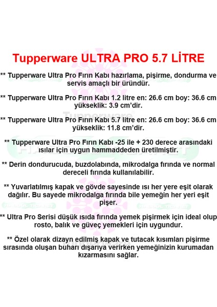 Ultra Pro 5.7 Lt Fırın Kabı Kapaklı Hsgl