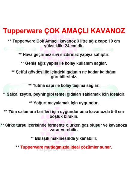 Çok Amaçlı Kavanoz 3 Lt Turşu Saklama Kabı Hsgl