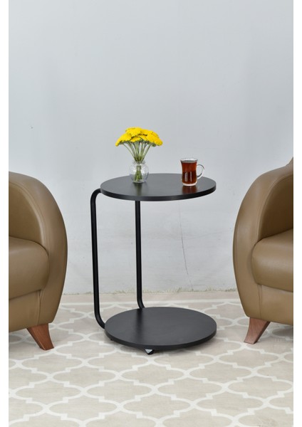 Emr Tekerlekli Yuvarlak C Sehpa