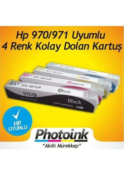 Hp 970/971 (X Serileri Için) Uyumlu Kolay Dolan Kartuşlar- Pro X451/X476/X551/X576)