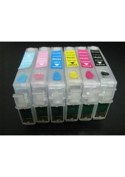 Epson T0791-T0796 Uyumlu Kolay Dolan Kartuşlar (Dolu) Claria Mürekkepli - P50/ PX650/ PX660/ PX700/ PX720/ PX800/ PX810/ PX830/ R265/ R285/ R360/ RX560/ RX585/ RX685 modelleri