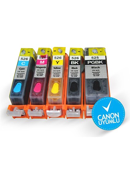 Canon PGI-520BK CLI-521 820 220 320 C M Y Bk (5 Renk) Uyumlu Dolan Kartuşlar - MP540/ MP630/ MP980/ MX860/ IP3600/ IP4600/ IP4700/ MP550/ MP560/ MP640/ MP990/ MX870