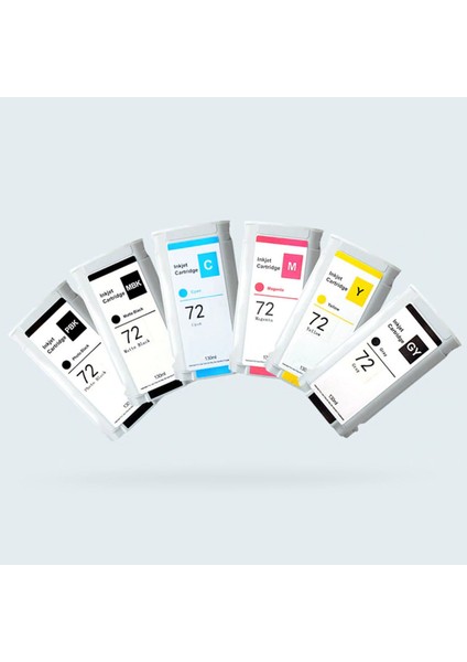 Hp 72 6 Renk Uyumlu Kartuş / Hp Designjet T610 / T620 / T770 / T790 / T795 / T1100 / T1120 / T1200 / T1300 / T2300