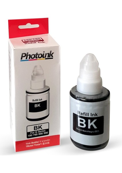 Canon Gı 490 Bk Uyumlu 135 ml Siyah Photoınk Plus Mürekkep - Özel Kutulu Ambalajında - Canon G1400/G1410/G2400/G2410/G2411/G3400/G3411/G4400