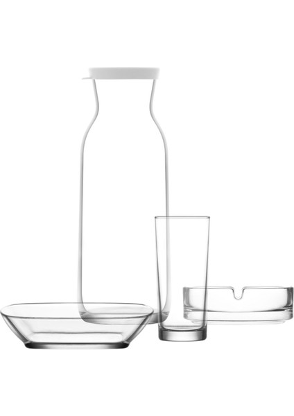 Muhabbet Cam Bardak Seti 11'li (6 Su Bardağı, 1'li Servis Tabağı ,1 Karaf, 1 Küllük)