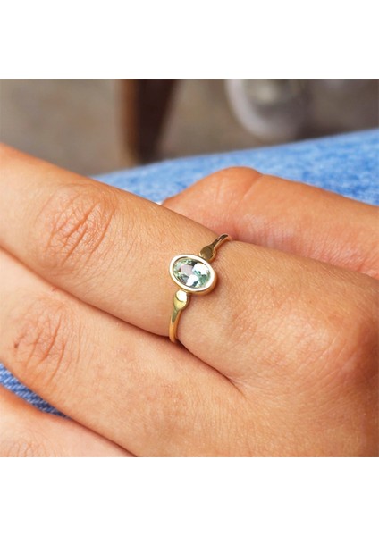 Altın Yüzük - Green Taşlı Tek Taş Evlilik Teklifi Yüzüğü-0.90 Karat Kristal Opal 14 Ayar Altın Yüzük modelleri