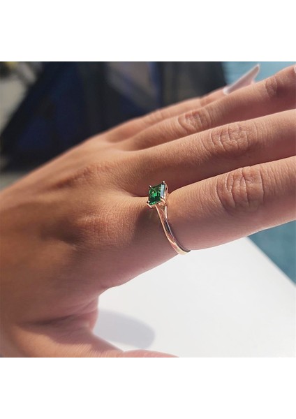 Altın Yüzük - 1.10 Karat Zümrüt Yeşili Octagon Pırlanta Montörü 14 Ayar Altın Evlilik Teklifi Yüzüğü fırsatları