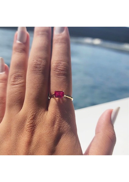 Altın Yüzük - 1.10 Karat Ruby Taşlı Octagon Pırlanta Montörü 14 Ayar Altın Evlilik Teklifi Yüzüğü fiyatları