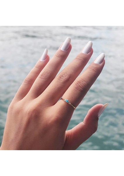 Tria Altın Yüzük - 14 Ayar Altın 0.30 Karat Tria Turkuaz Doğal Taşlı Evlilik Teklifi Yüzüğü fırsatları