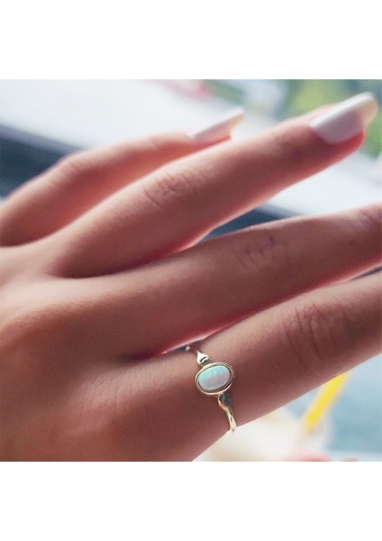 Opal Sıvama Taşlı Tek Taş Evlilik Teklifi Yüzüğü-0.90 Karat Kristal Opal 14 Ayar Altın Tek Taş Yüzük