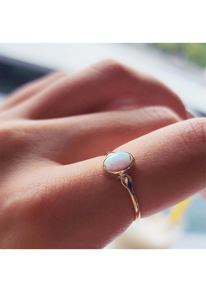 Opal Sıvama Taşlı Tek Taş Evlilik Teklifi Yüzüğü-0.90 Karat Kristal Opal 14 Ayar Altın Tek Taş Yüzük