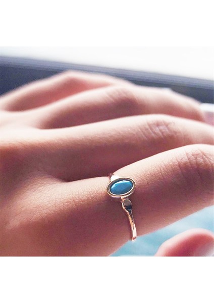 Altın Yüzük - Firuze Taşlı Tek Taş Evlilik Teklifi Yüzüğü-0.90 Karat Kristal Opal 14 Ayar Altın Yüzük fiyatları