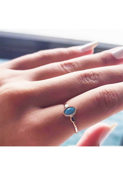 Altın Yüzük - Firuze Taşlı Tek Taş Evlilik Teklifi Yüzüğü-0.90 Karat Kristal Opal 14 Ayar Altın Yüzük modelleri