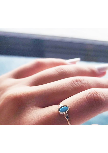 Altın Yüzük - Firuze Taşlı Tek Taş Evlilik Teklifi Yüzüğü-0.90 Karat Kristal Opal 14 Ayar Altın Yüzük fırsatları